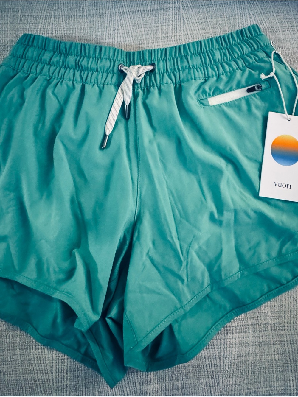 Vuori Clementine teal (light Bergamont) Running Shorts - Picture 3 of 6